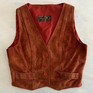 Learsi Chestnut Brown Suede Leather Adjustable Waistcoat Vest
